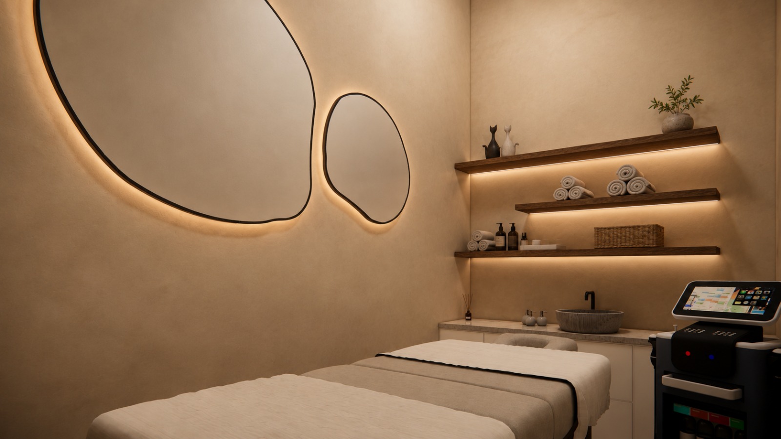Perspective 3D : la cabine de soins esthétiques